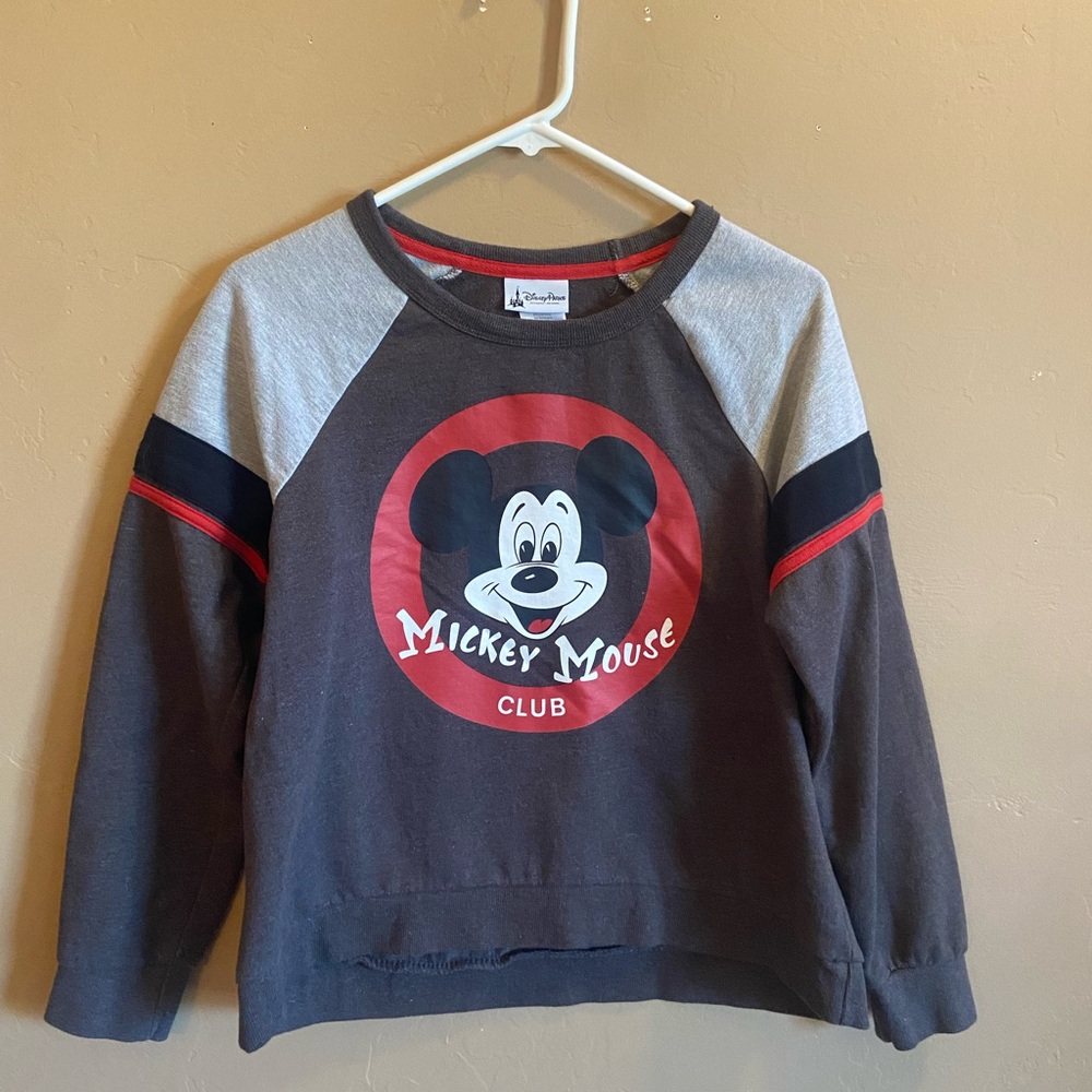 Disney Parks Authentic Mickey Mouse Club Sweatshirt women medium gray red